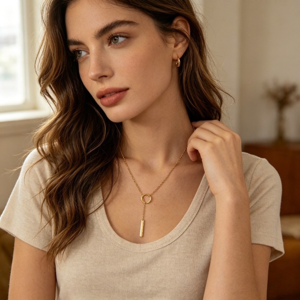 Travel Accessories As Gifts - Un collar con colgante dorado de