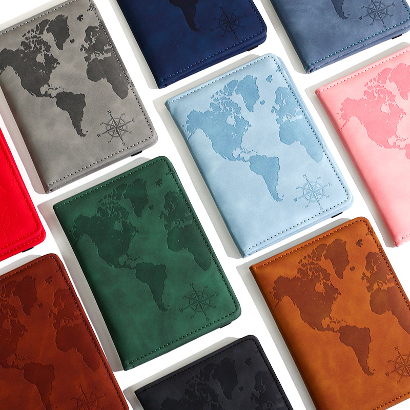 Travel Accessories India - Porta pasaporte con mapa nuevo impreso,